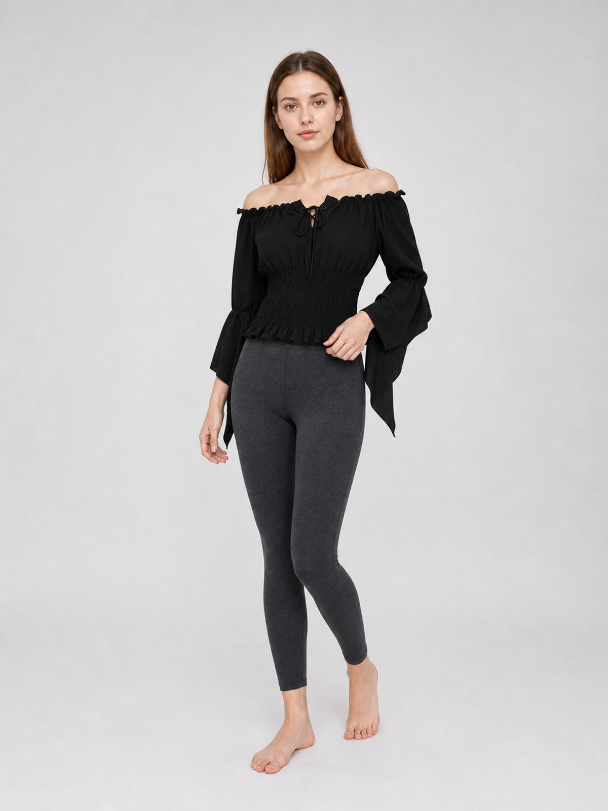 Black Cropped Off-the-Shoulder Blouse