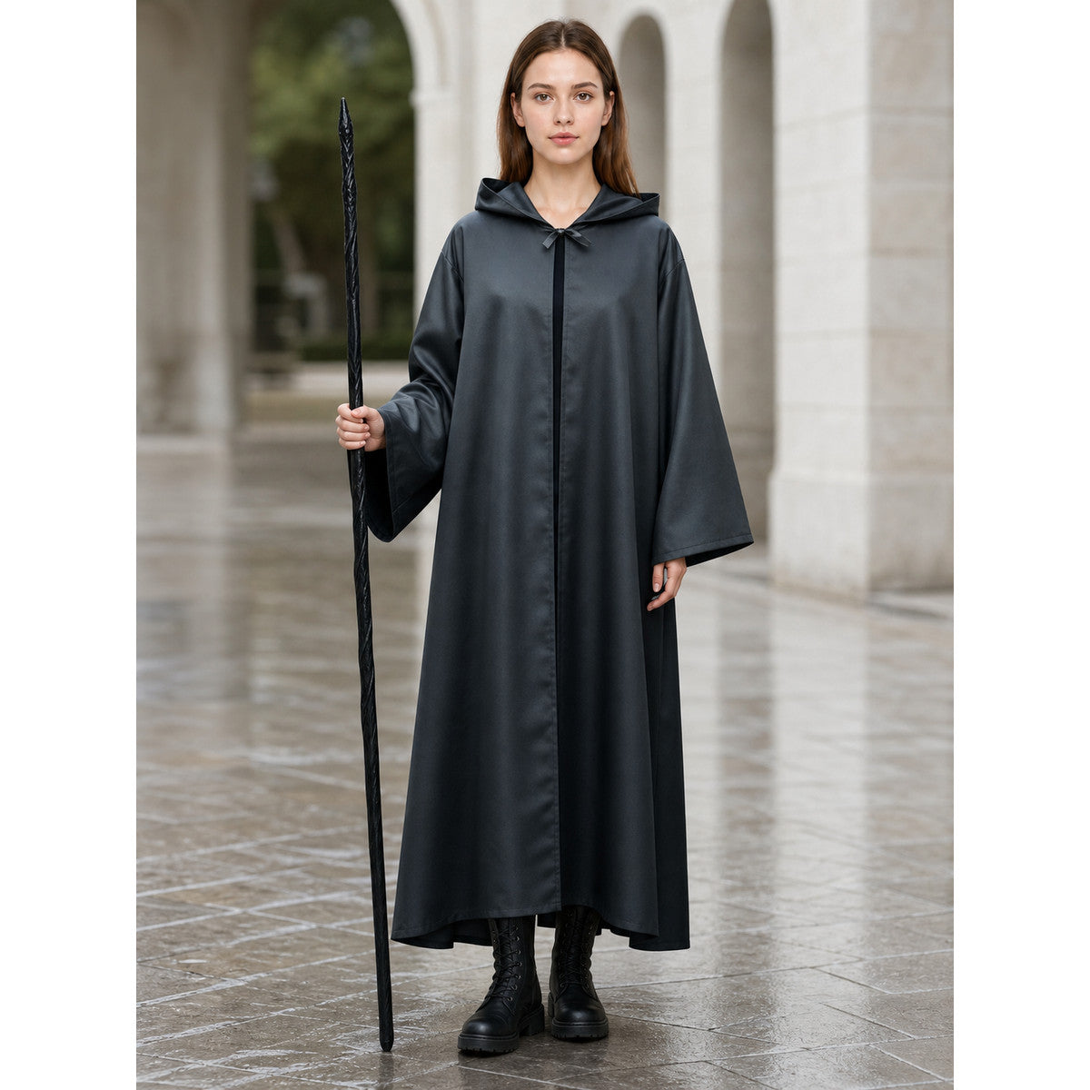 Long Loose-Fit Hooded Cape lifestyle