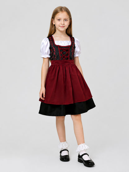 Children’s ethnic dress with a bodice and puff sleeves product detail