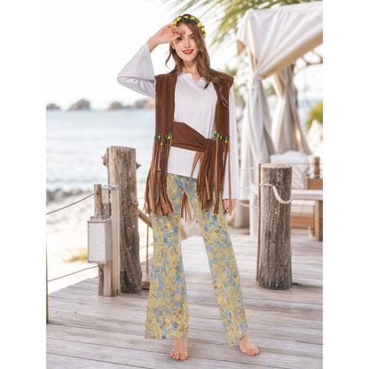 Boho 1970s Hippie-Style Costume with Vest and Pants lifestyle