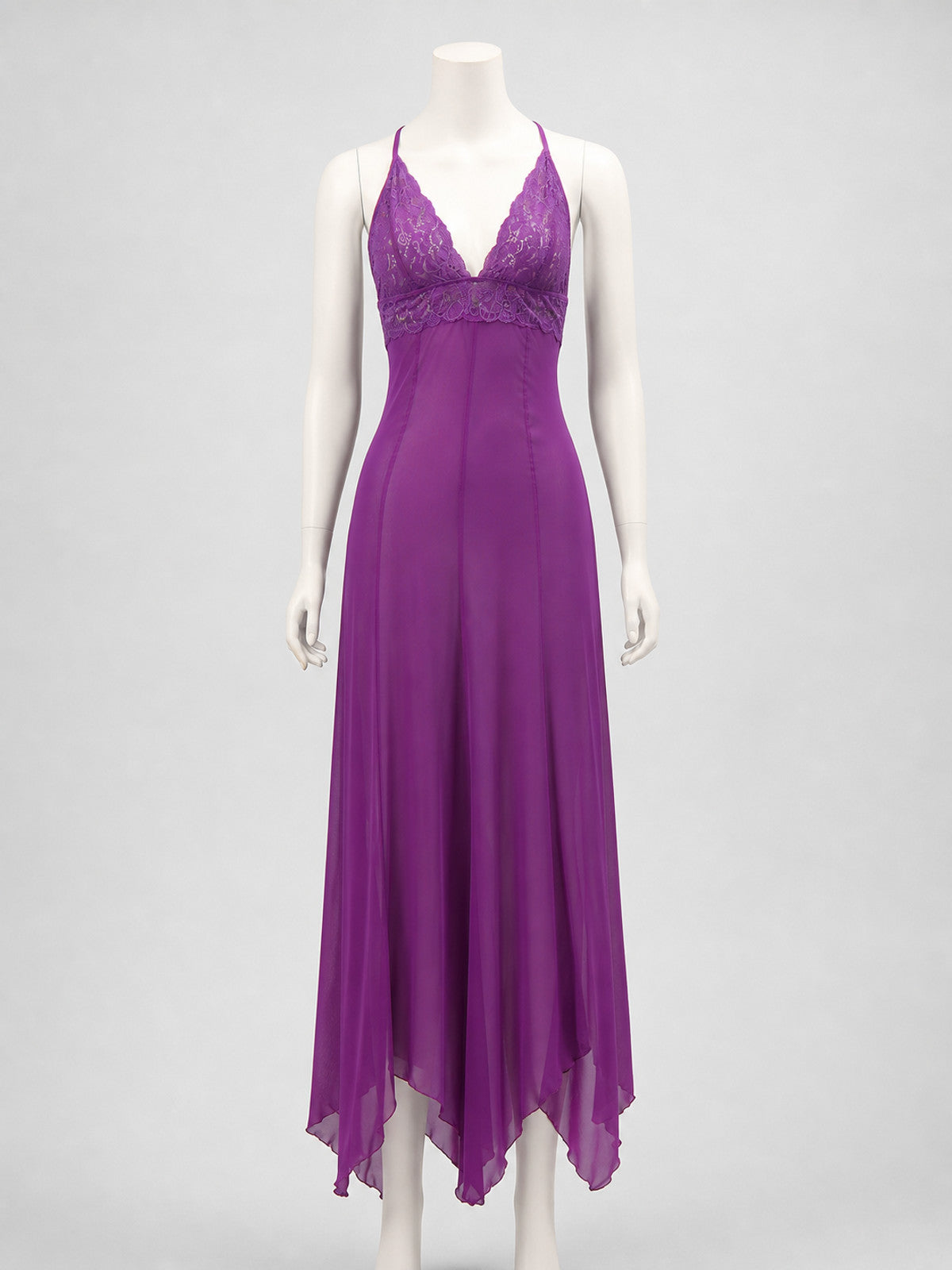 Purple Long Lace-Trimmed Slip Dress Costume Dresses detail