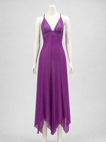 Purple Long Lace-Trimmed Slip Dress Costume Dresses detail