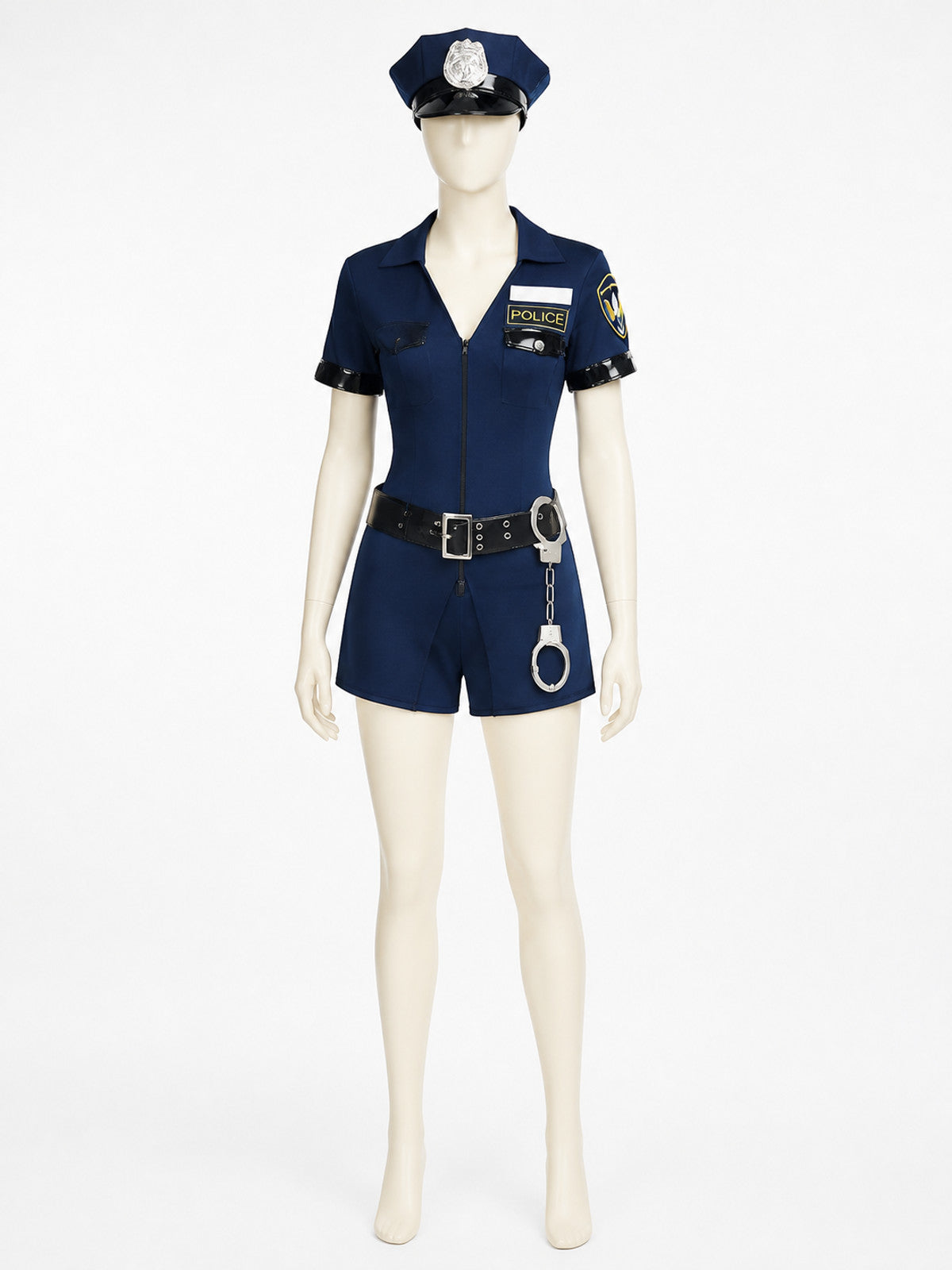 Women's Sexy Police Officer Costume Set with Hat, Belt & Handcuffs main product view