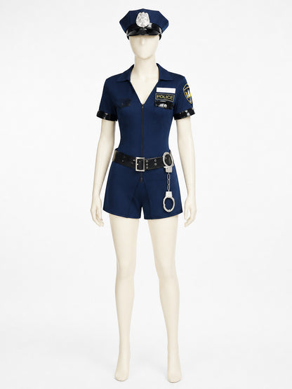 Women's Sexy Police Officer Costume Set with Hat, Belt & Handcuffs main product view