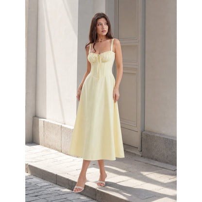 Women's Light Yellow Sundress with Bow