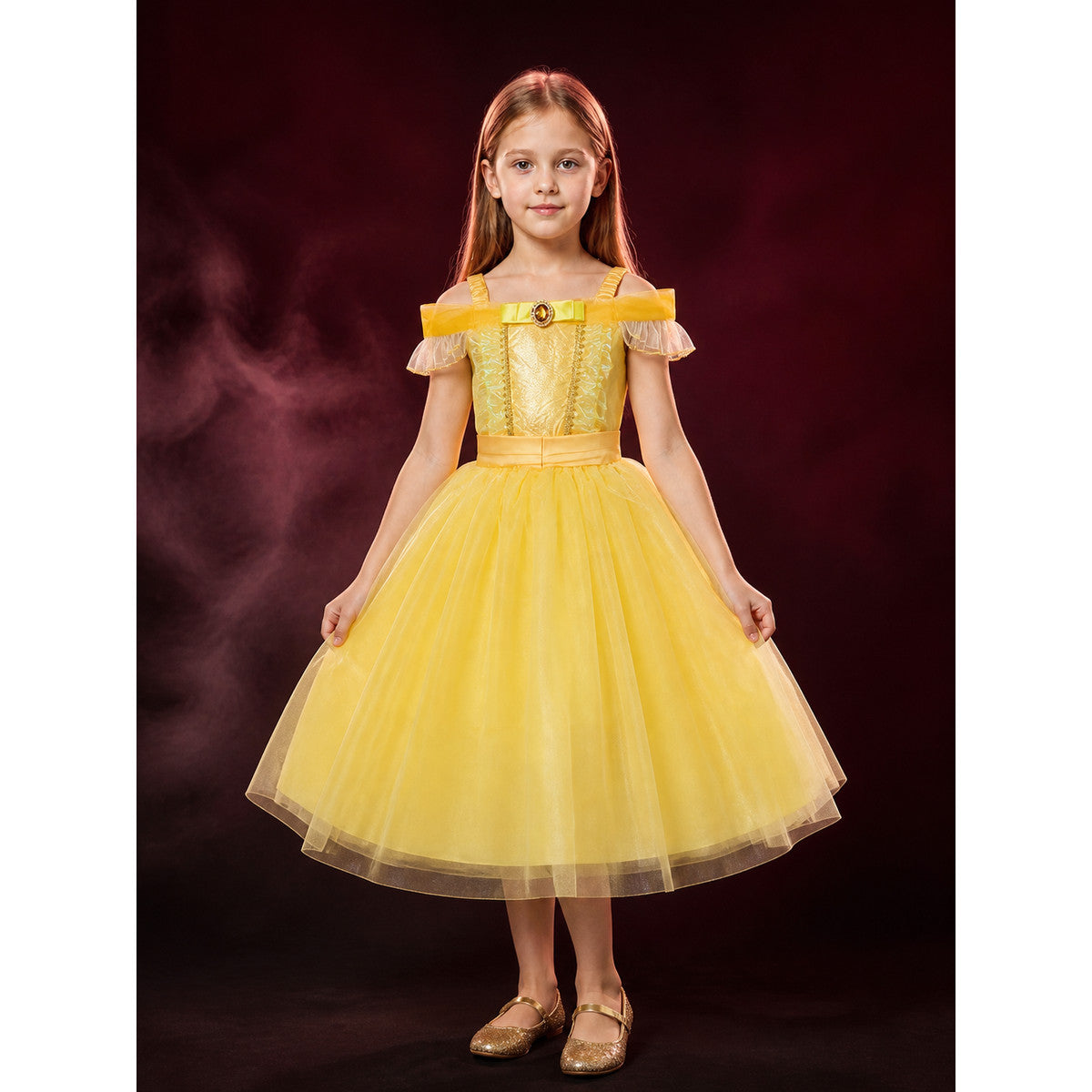 Girls' Rapunzel Cinderella Princess Costume Dress, Long Tulle Skirt Halloween main product view