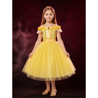 Girls' Rapunzel Cinderella Princess Costume Dress, Long Tulle Skirt Halloween main product view