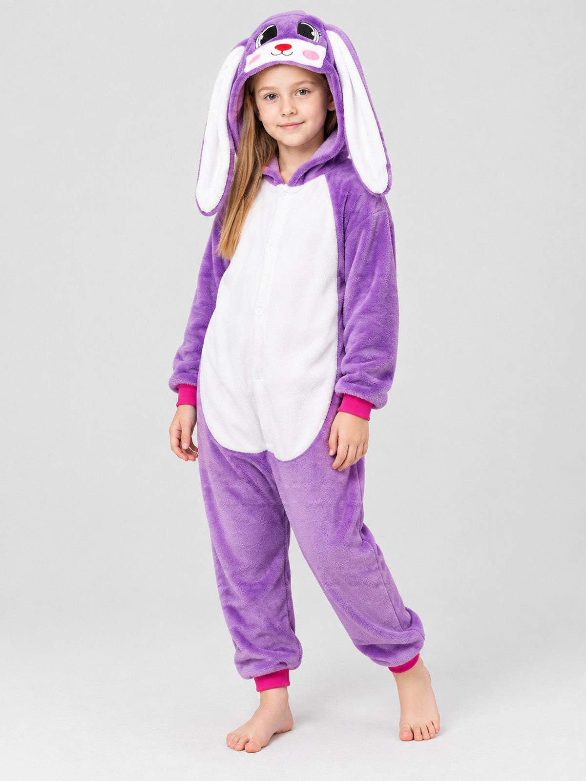 Kids' One-Piece Pajama with Bunny Ears, Purple