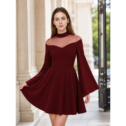 Cosplay Dress with Mesh and High Collar