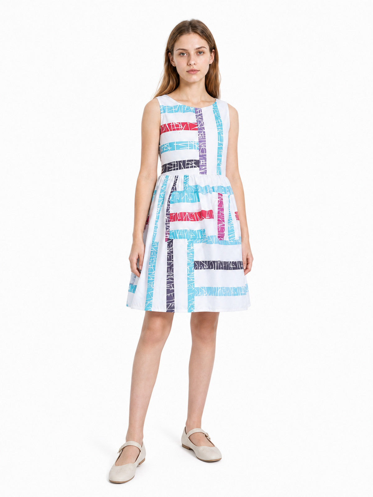 Children's Multicolor Plaid Sleeveless Dress Costume Dresses detail
