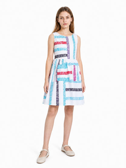 Children's Multicolor Plaid Sleeveless Dress Costume Dresses detail