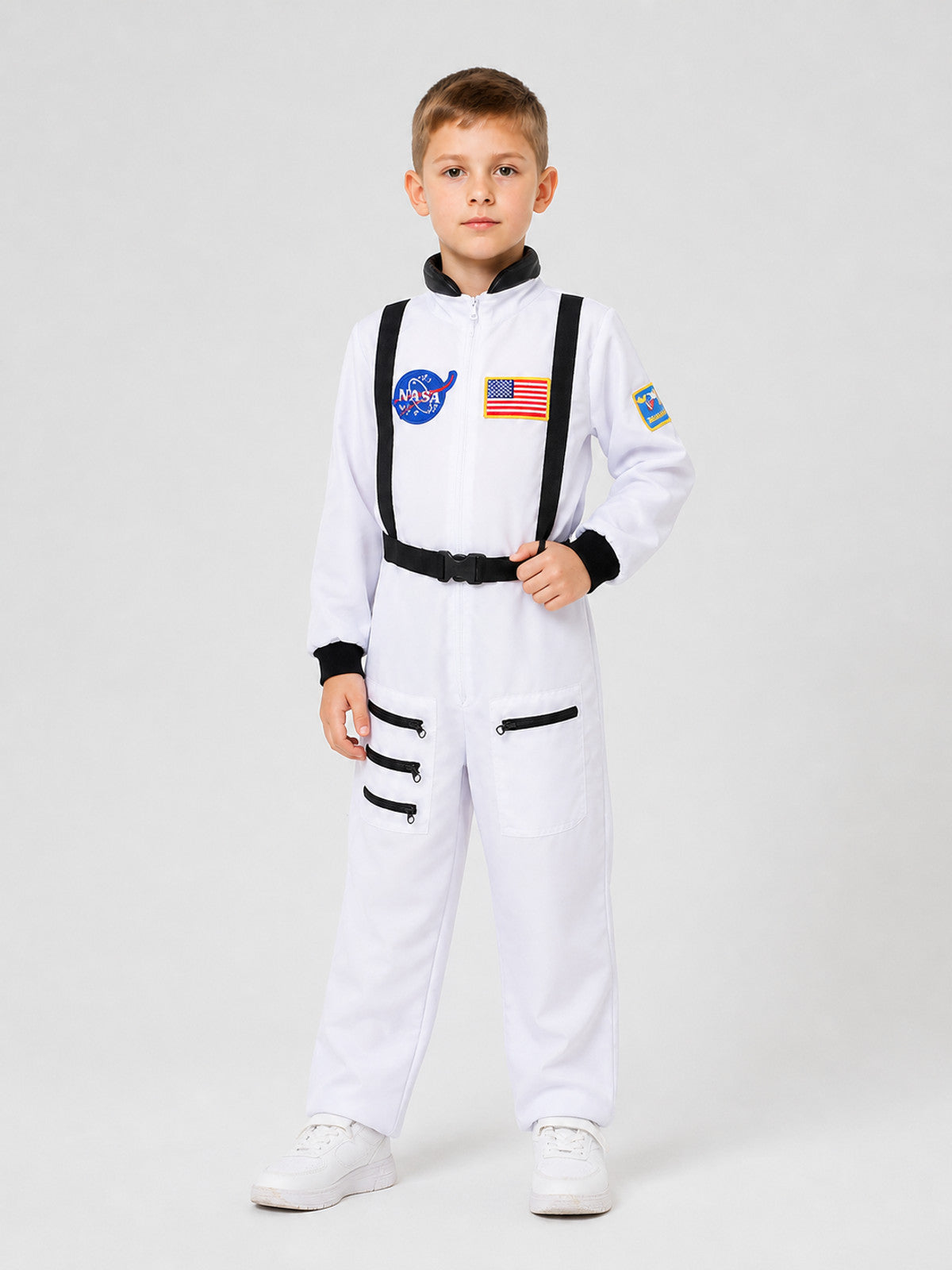 White Children's Astronaut Jumpsuit for Cosplay Costumes detail