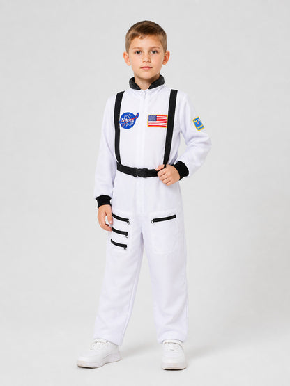 White Children's Astronaut Jumpsuit for Cosplay Costumes detail