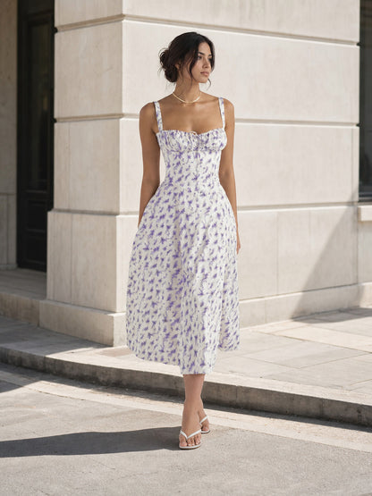 Women's sundress with thin straps and a floral print