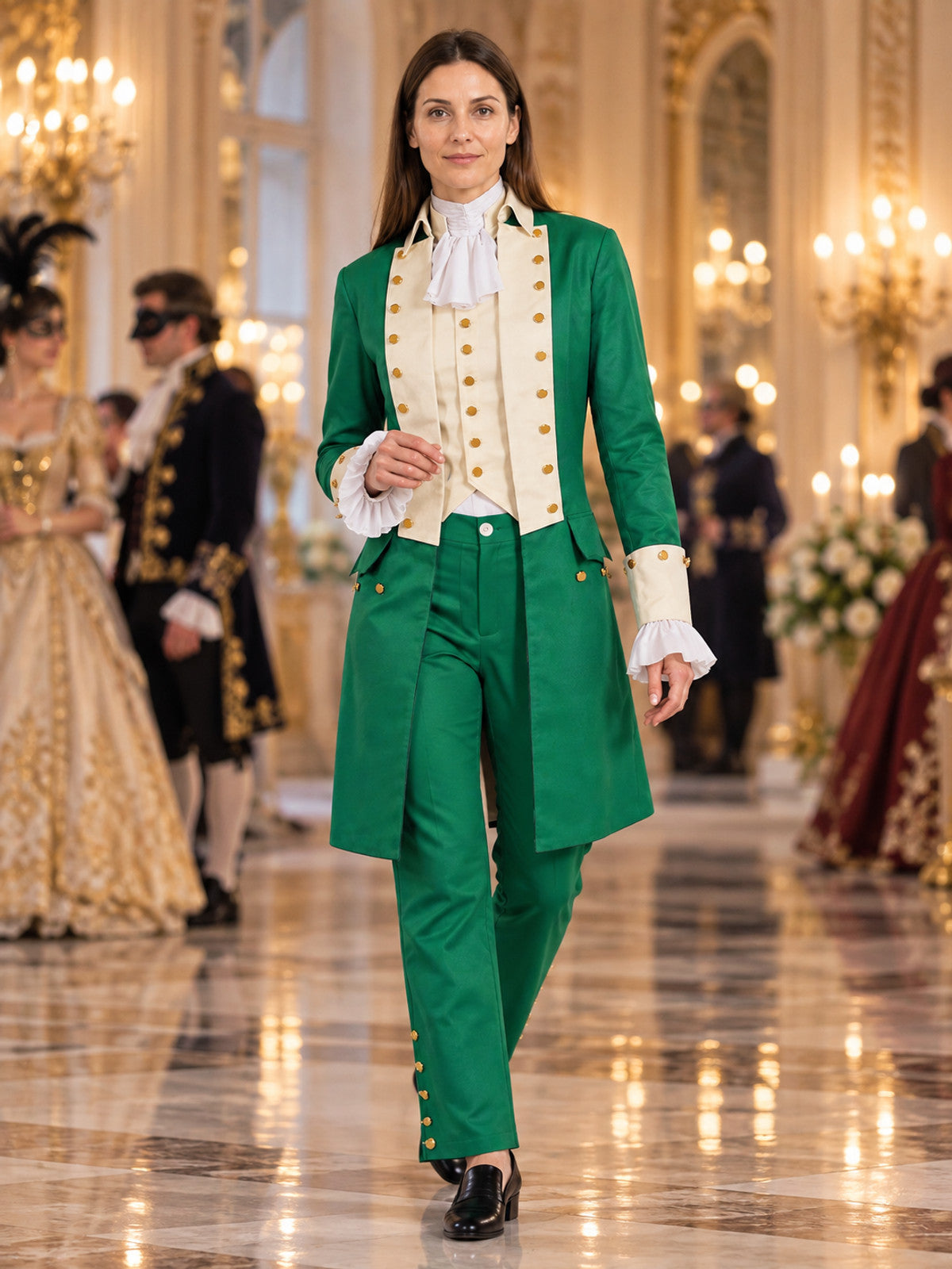 Green Historical-Style Stage Costume with Pants