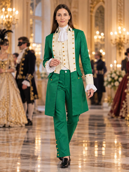 Green Historical-Style Stage Costume with Pants