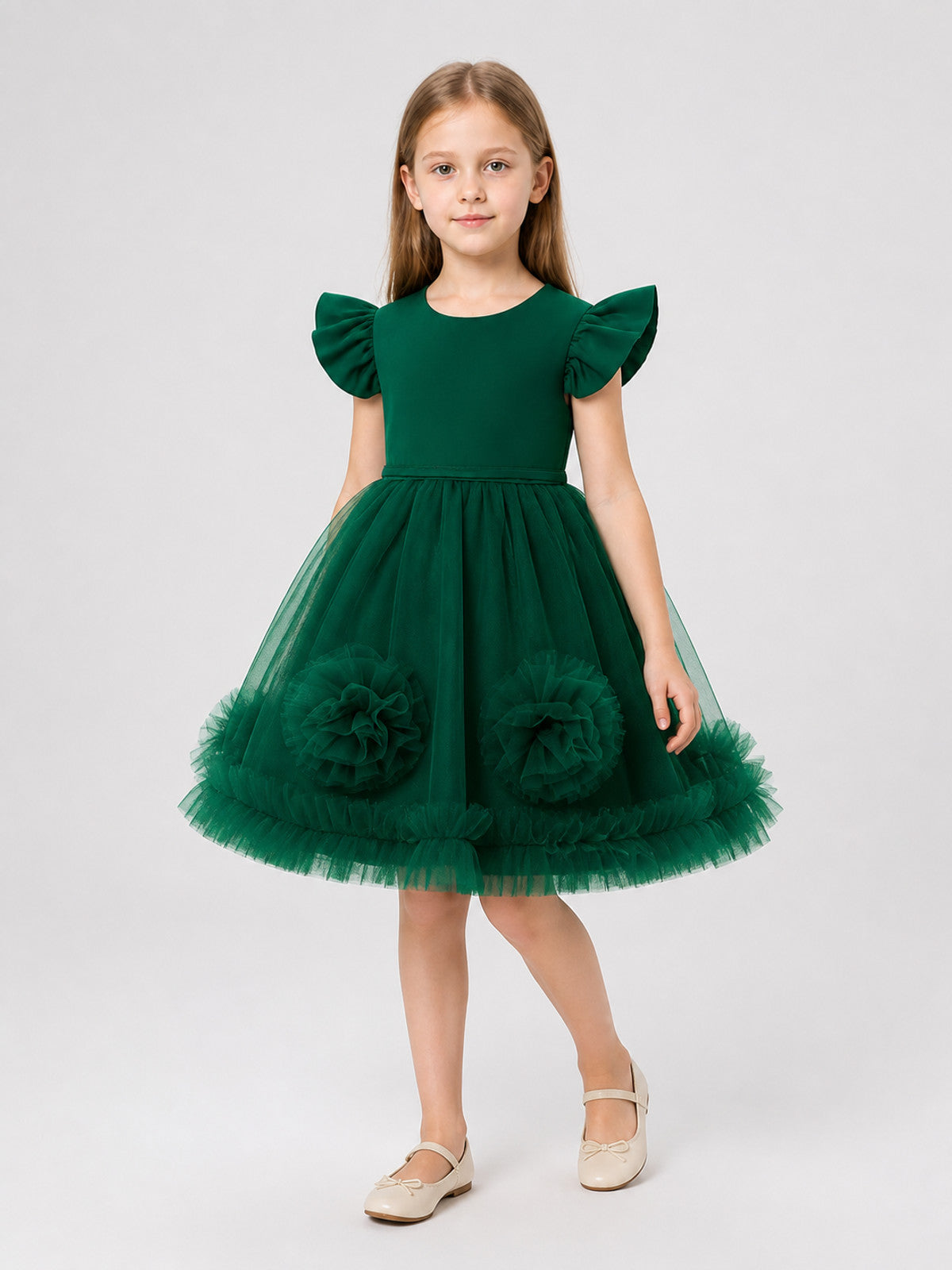 Girls’ Princess Dress with Full Skirt and Flowers product detail