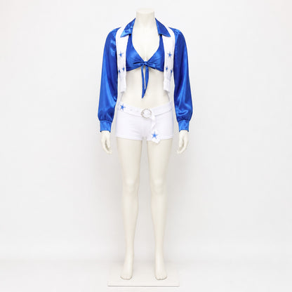 Blue and White Cheerleading Costume with Stars lifestyle