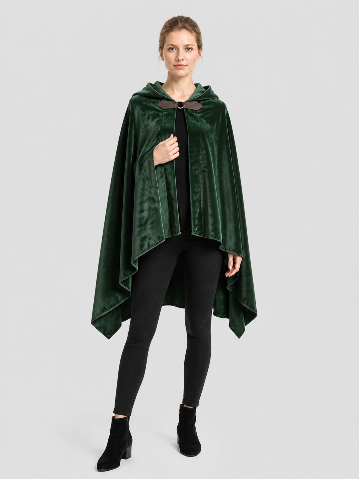 Hooded Elf Cloak with Bow for Cosplay, Green