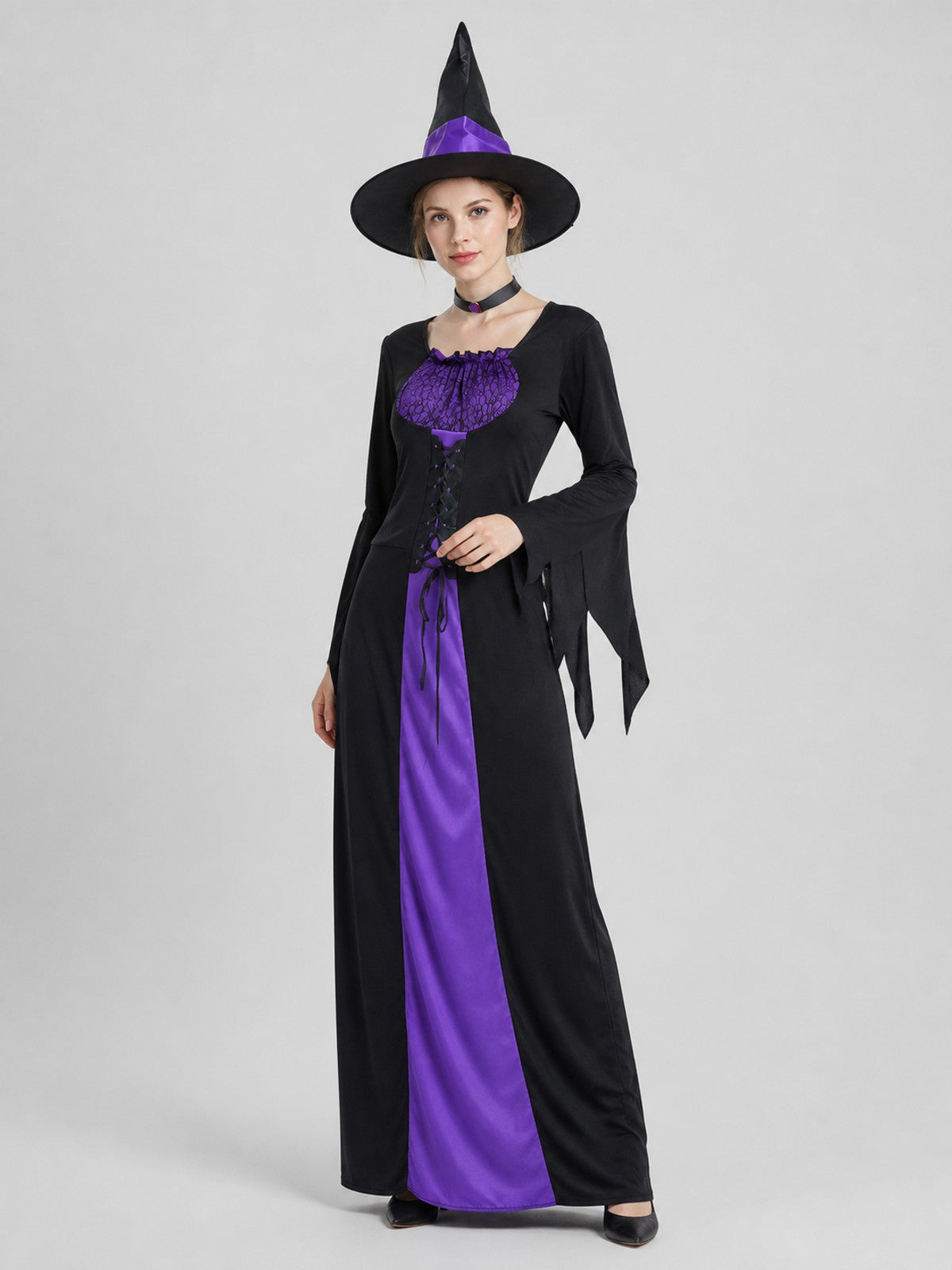 Witch Costume for Halloween: Dress, Hat, Collar