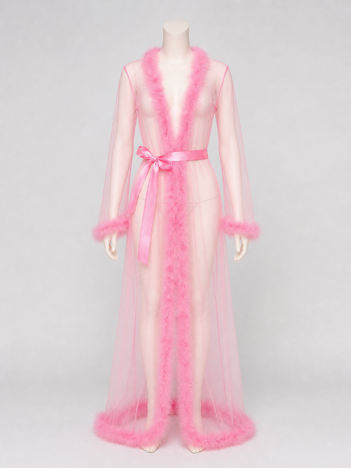Long Sheer Robe with Red Trim product detail