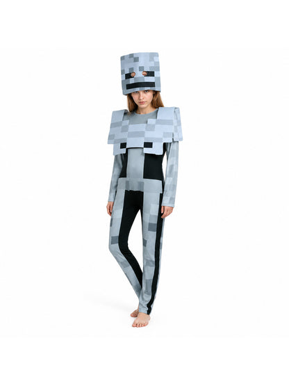 Pixel-Style Skeleton Costume Jumpsuit Costumes detail