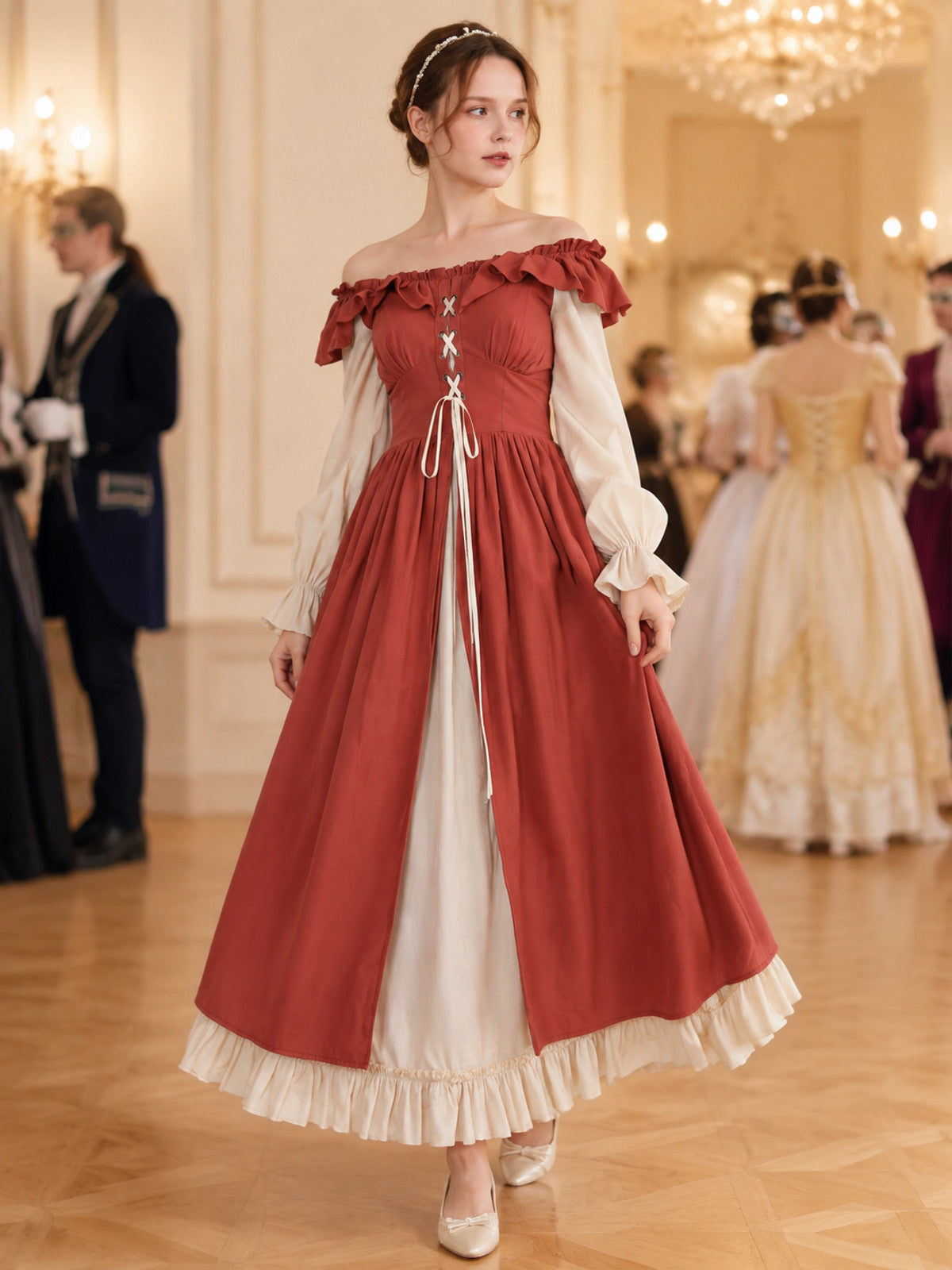 Long Renaissance-Style Dress with a Full Skirt lifestyle view