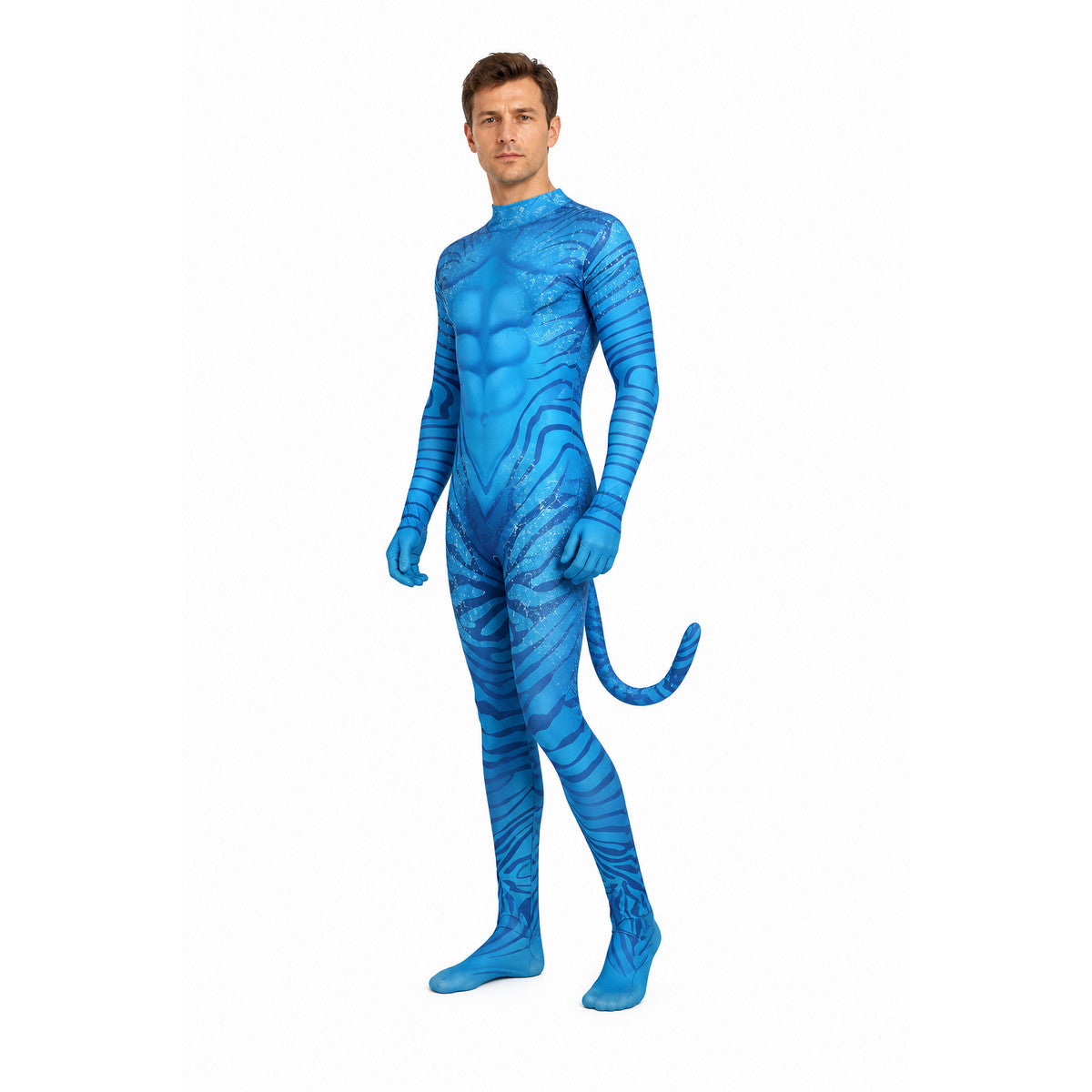 Blue Avatar Costume with Tail and Muscles for Children and Adults lifestyle