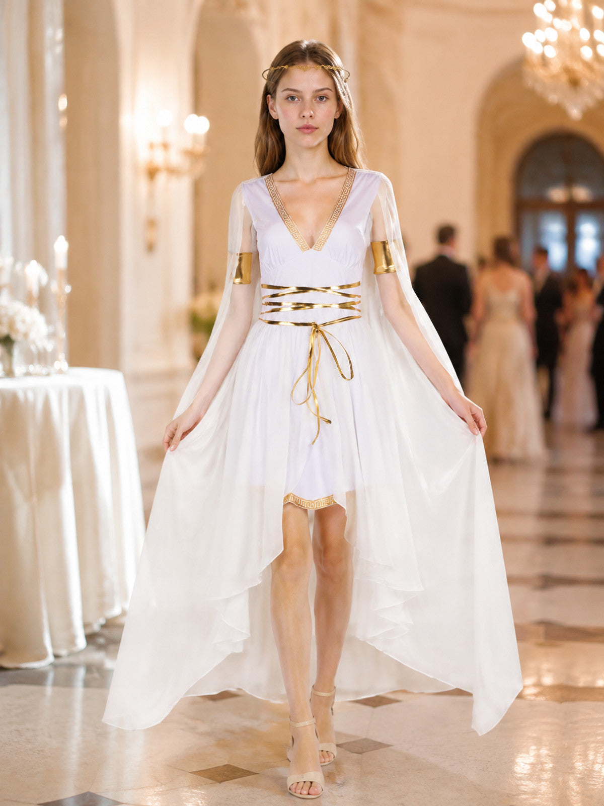 Carnival Dress with an Asymmetrical Hem and V-Shaped Neckline lifestyle view