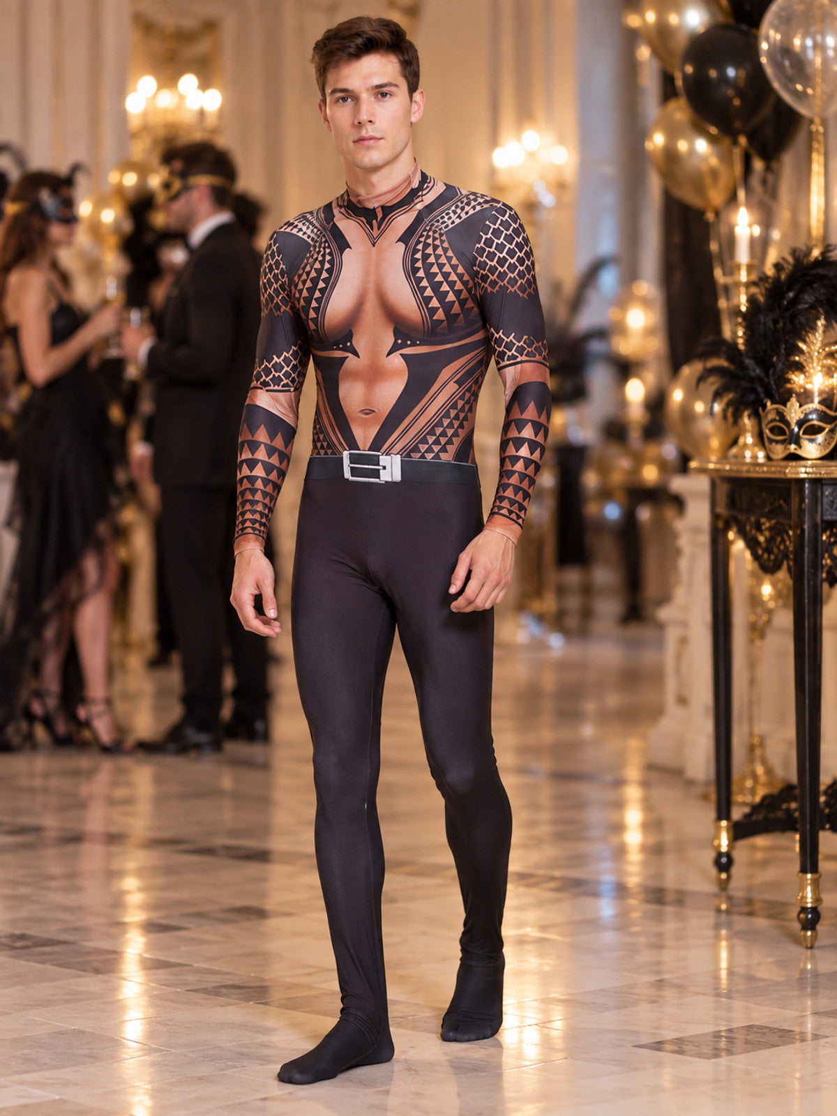 Aquaman Costume Jumpsuit with Anatomical Print lifestyle view