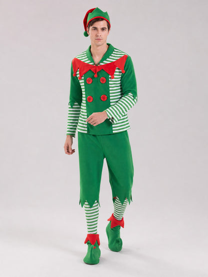 Striped Christmas Elf Costume, Festive Set