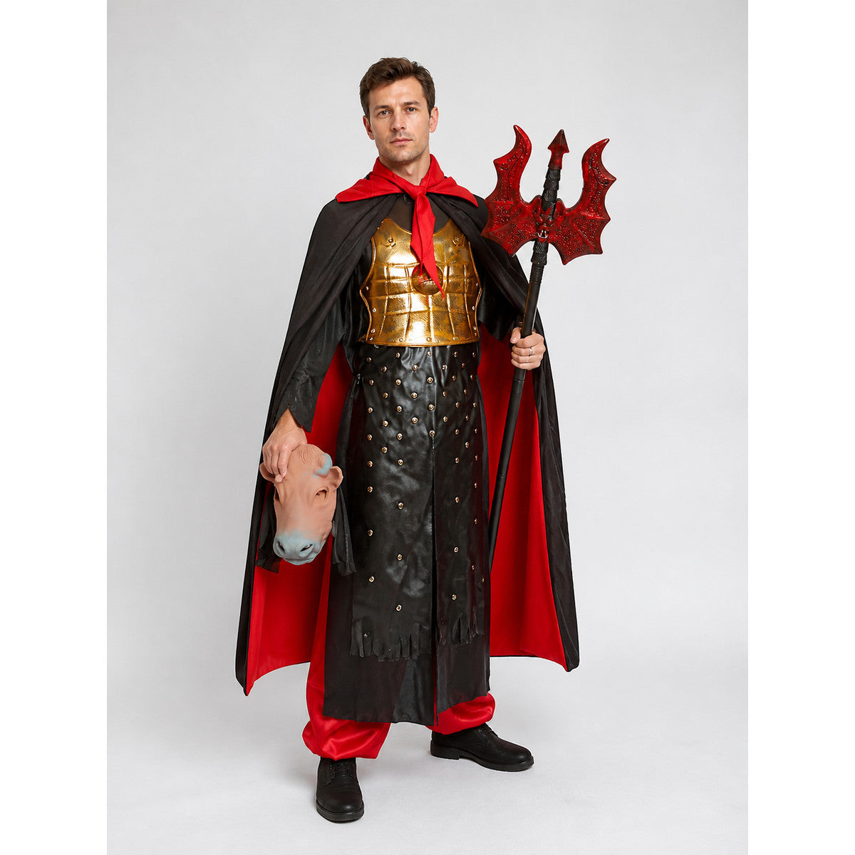 Zombie Costume with Cloak and Mask for Halloween on-model front view