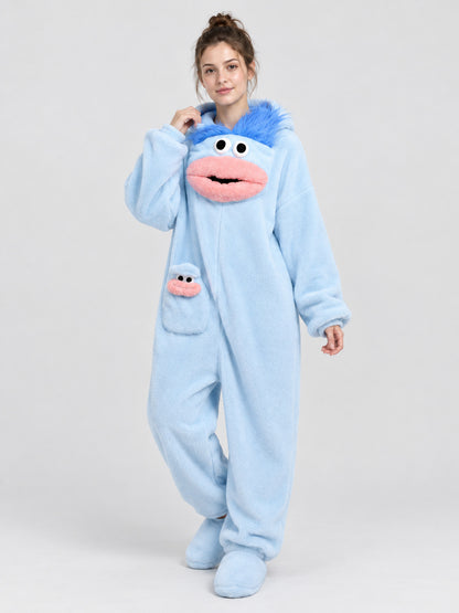 Insulated Pajama Jumpsuit with Cartoon Print