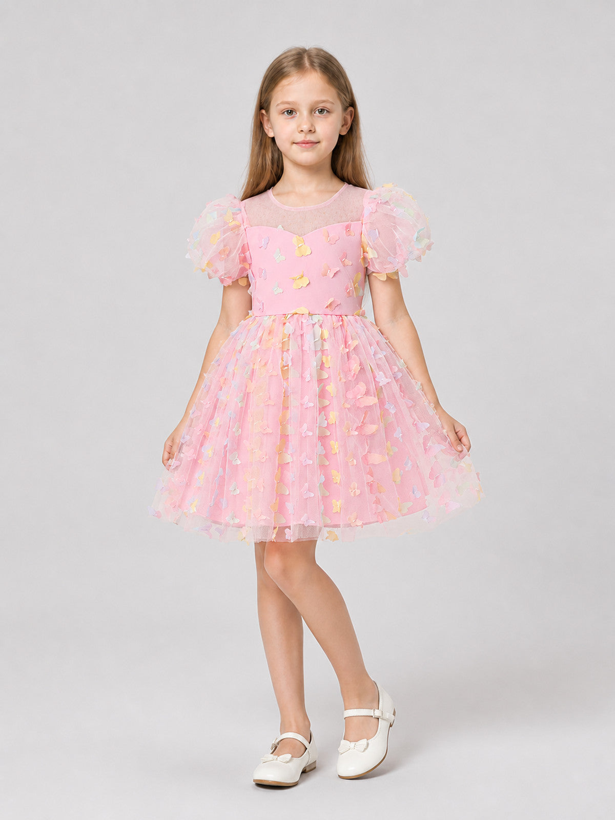 Dress with Puff Sleeves, a Full Skirt, and Butterflies Costume Dresses detail