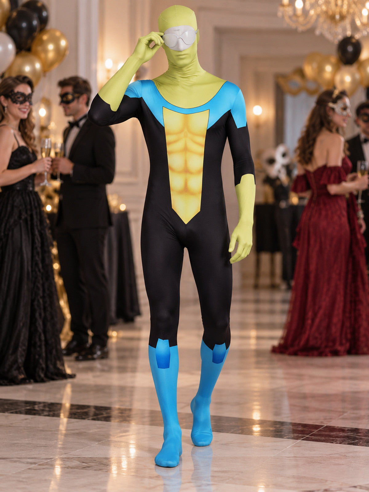 Superman Cosplay Jumpsuit Costume Yellow Spandex