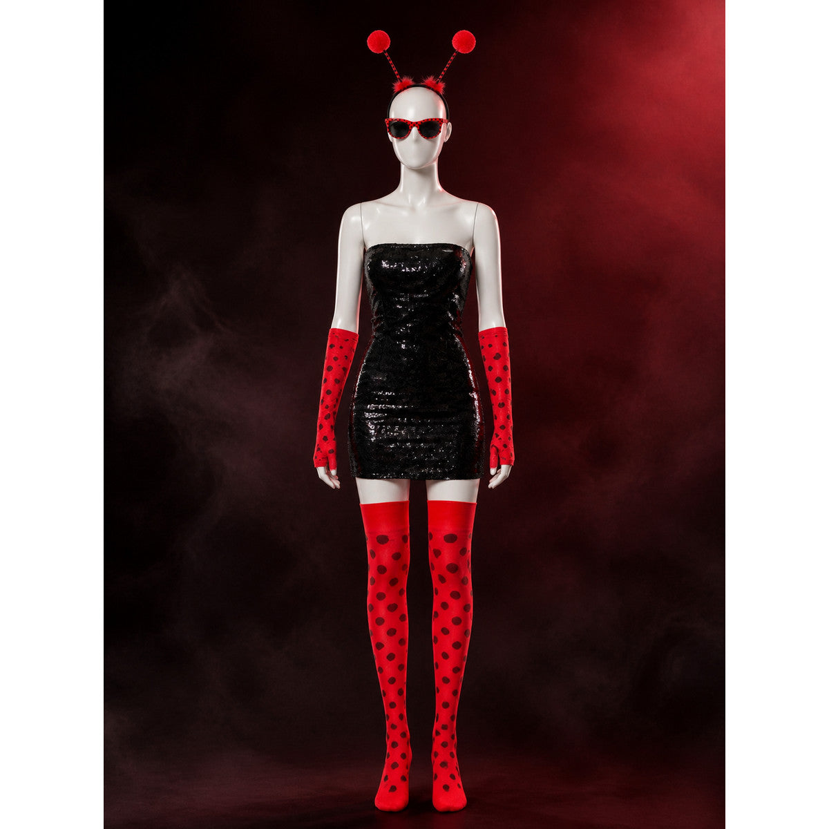 Bee Costume Accessories Set with Headband, Sunglasses, Gloves & Earrings - Red main product view