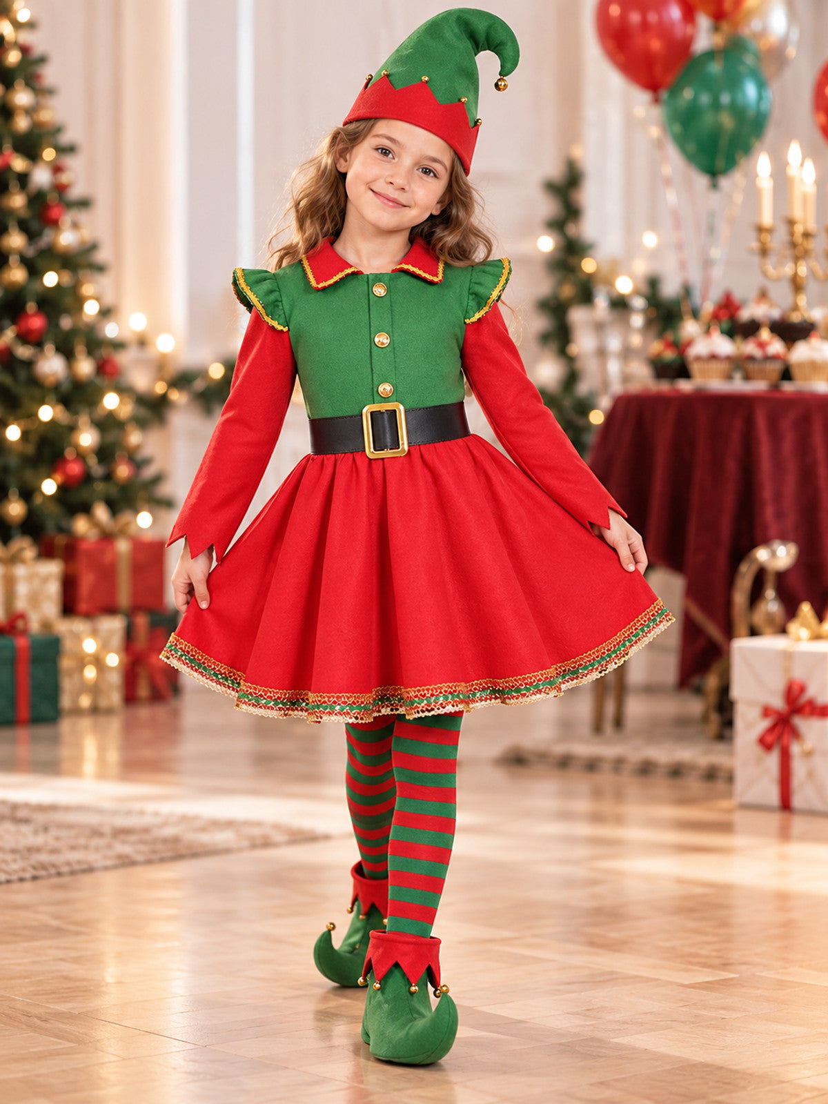 Elf Costume with Pleated Skirt and Accessories lifestyle view