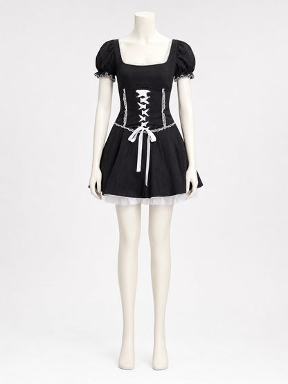 Lace-Up Stage Dress with Lace Costume Dresses detail