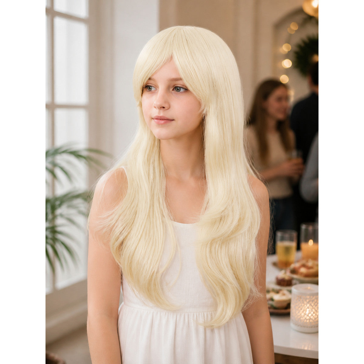 Golden Carnival Wig for Halloween and Cosplay lifestyle view