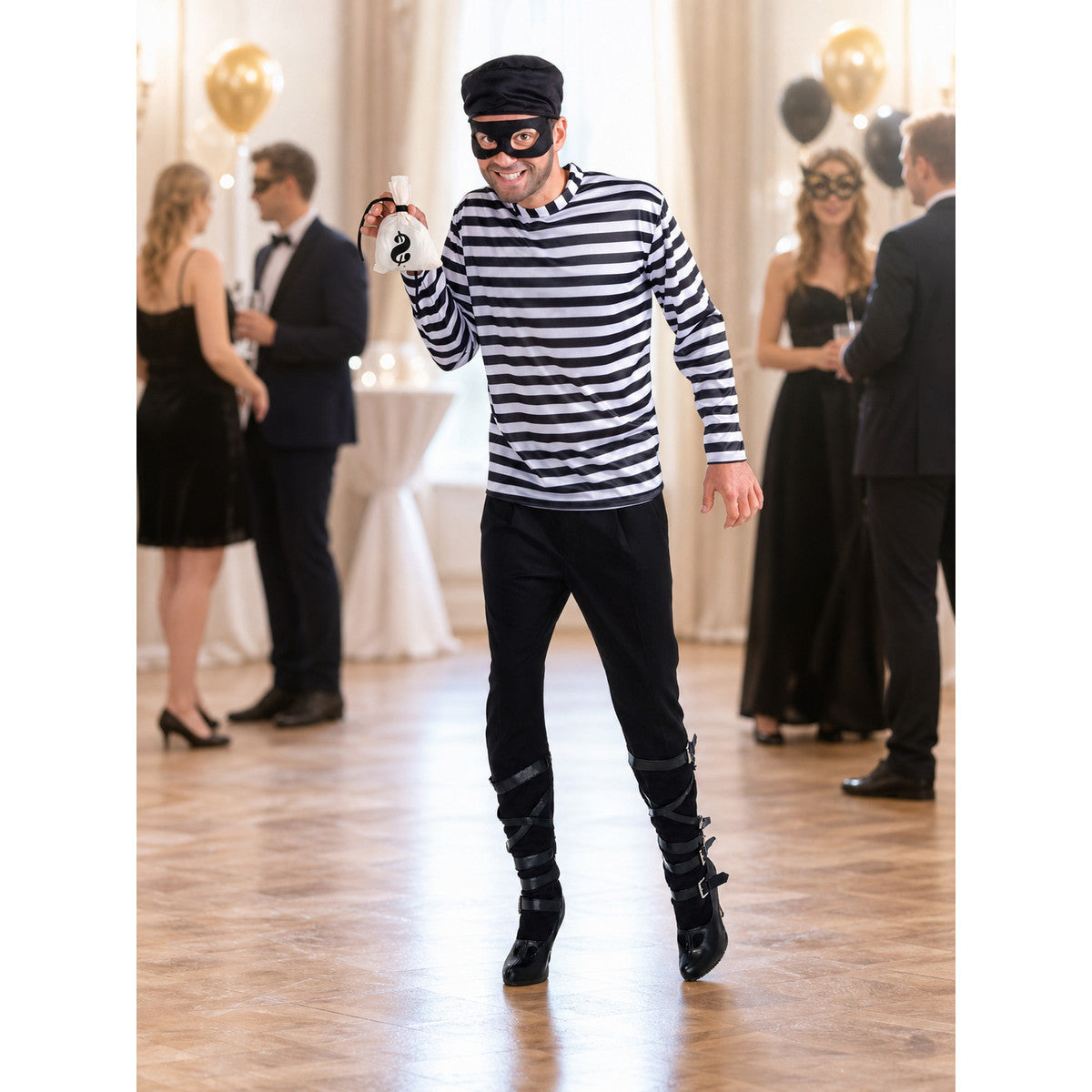 Black-and-White Striped Stage Thief Costume lifestyle view