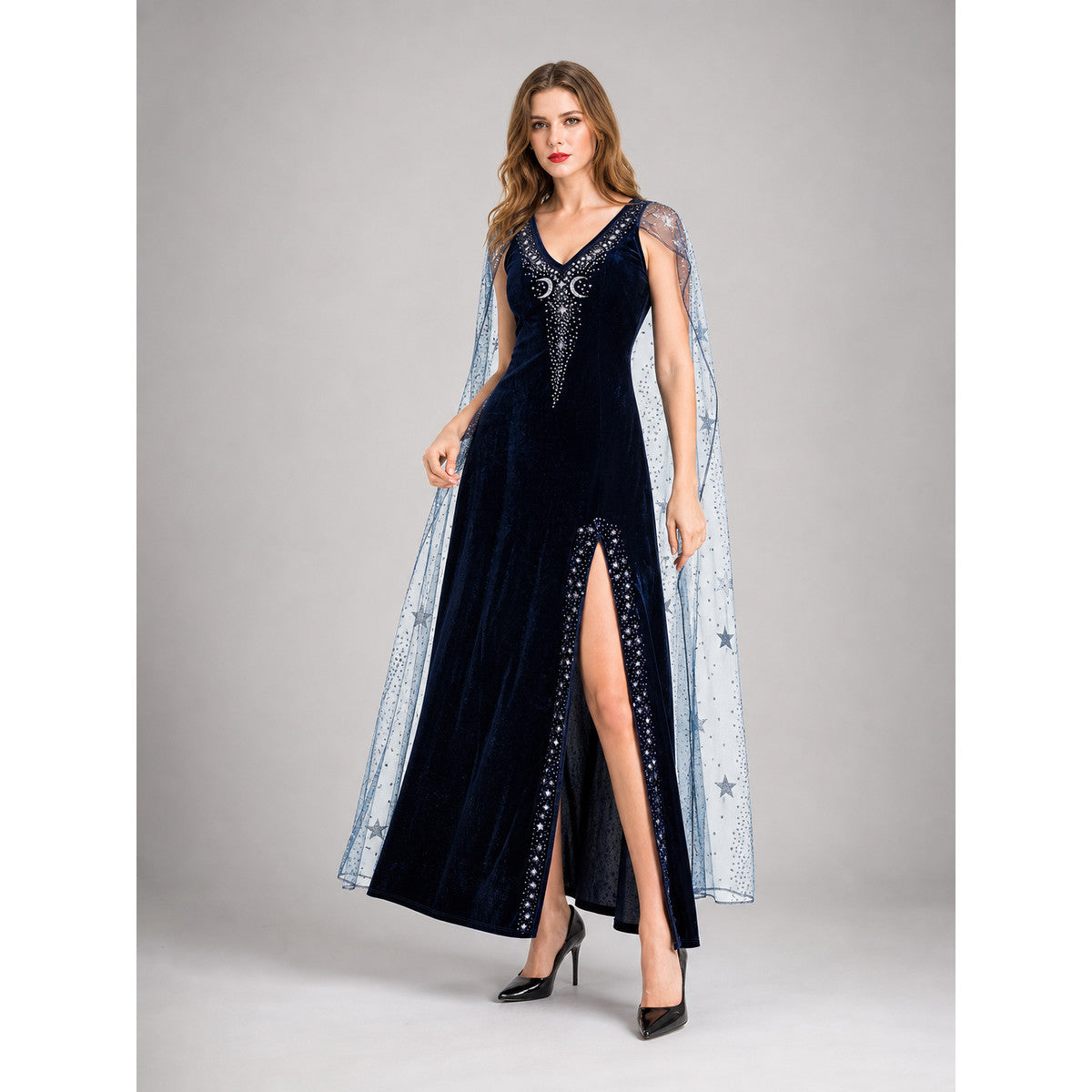Vampire Costume with Long Dress and Cape lifestyle