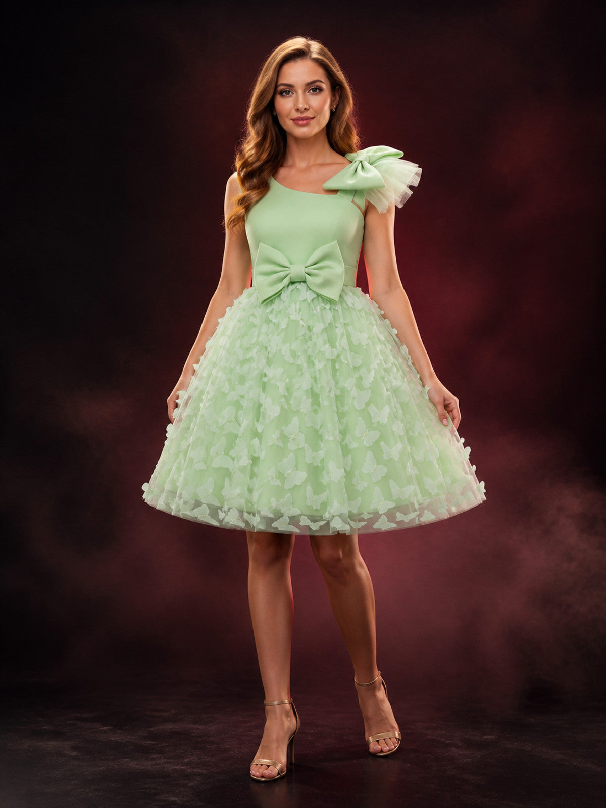 Baby Girls' Butterfly Princess Dress, One-Shoulder Tulle Flower Girl Gown main product view