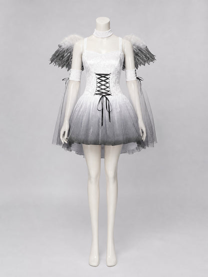 Angel Dress with Wings and Black Halo