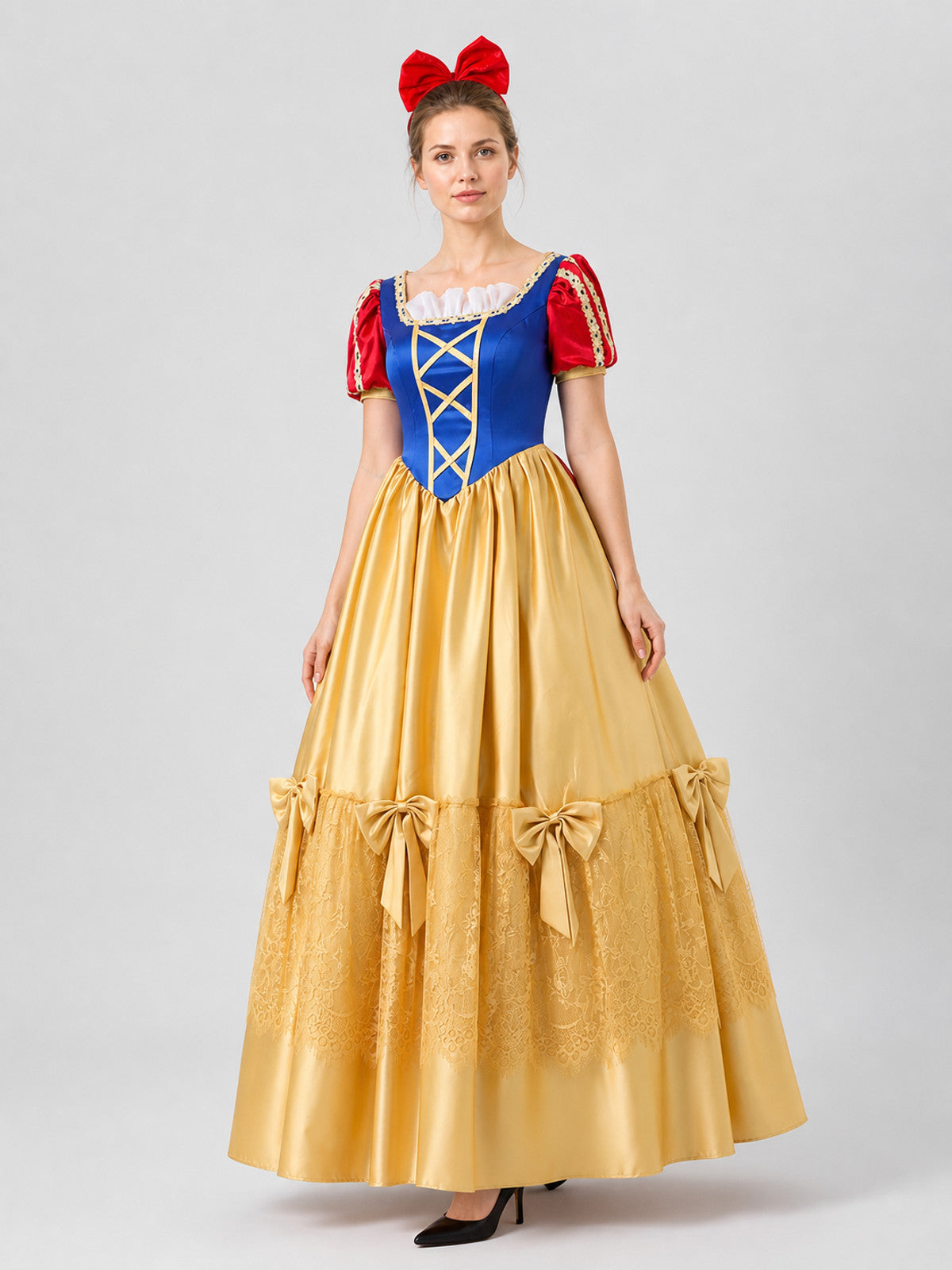 Snow White Cosplay Dress, Long, with Bows Costume Dresses detail