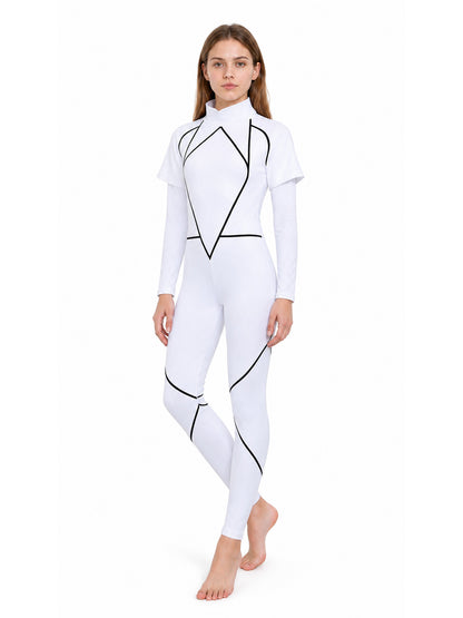 Kids' Cosplay Jumpsuit, White with a High Collar