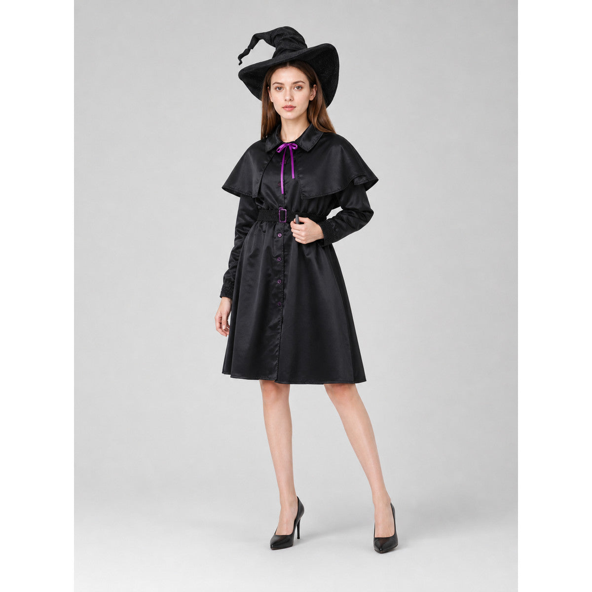 Halloween Witch Costume with Cape and Hat