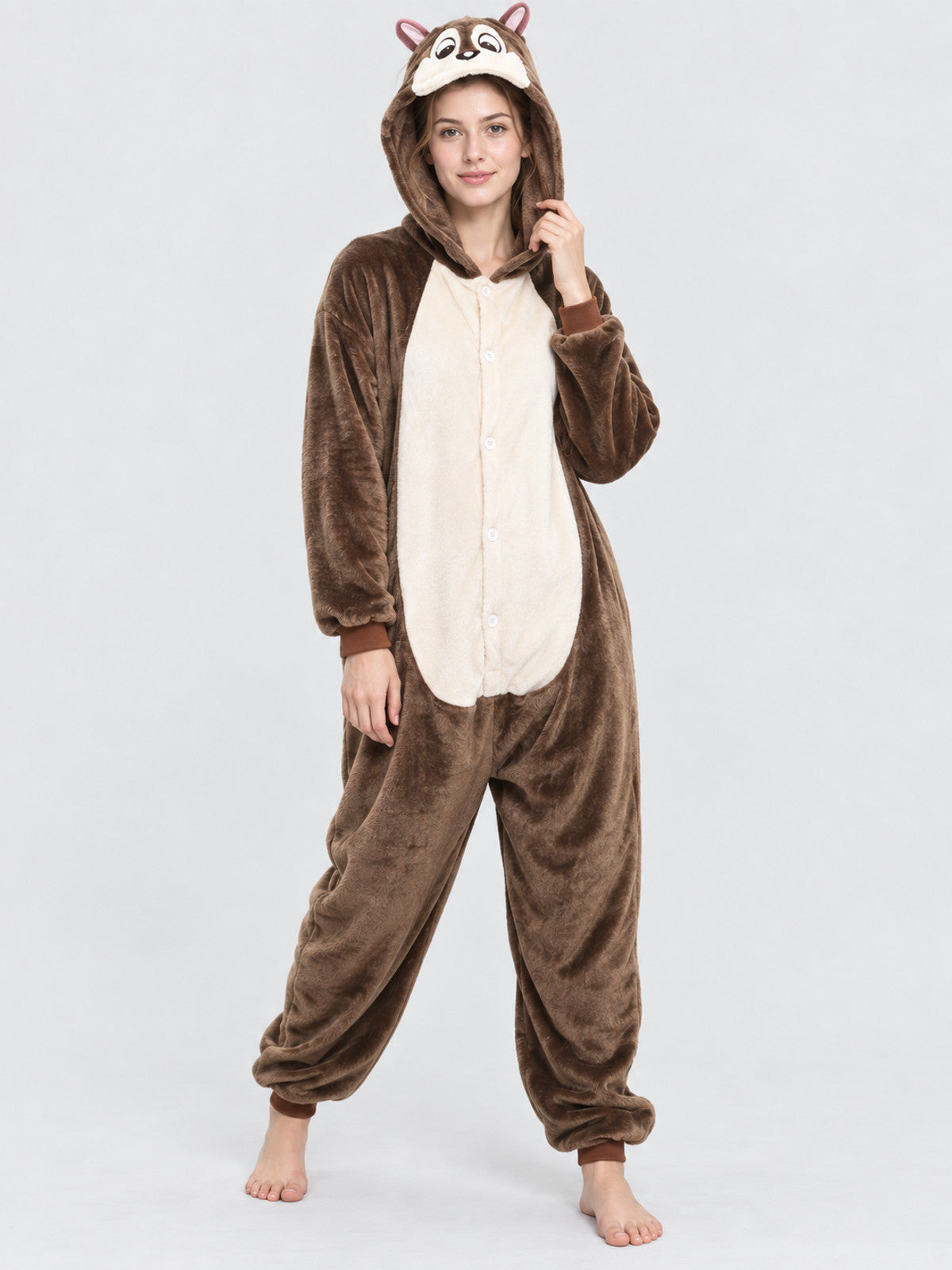 Brown Hooded Onesie Pajama with Ears