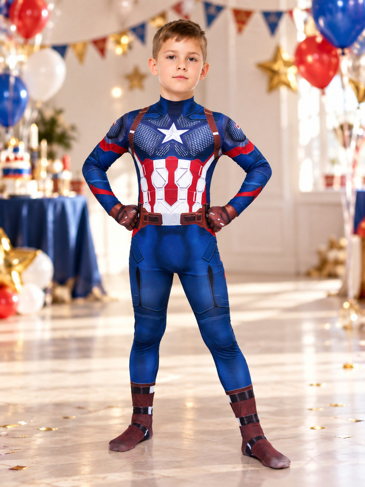 Carnival Jumpsuit Costume with White Star on Chest