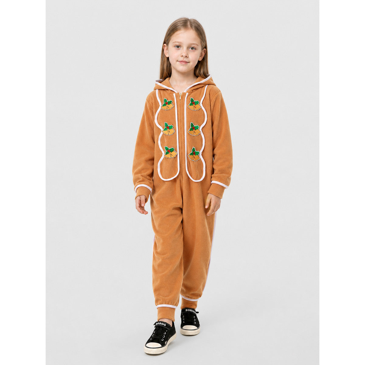 Gingerbread Jumpsuit with Hood and Zipper