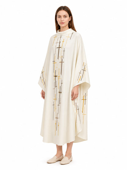 Ritual Robe with Cross Pattern, High Collar product detail